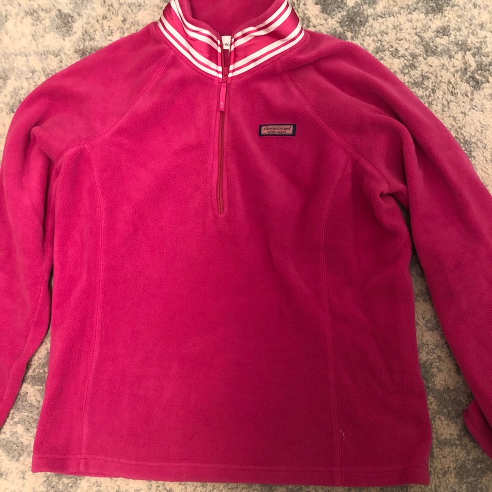 Vineyard Vines fleece 1/2 zip Sherpa size L pink